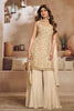 Cream Silk Woven and Neck-Embroidered Suit With Palazzo