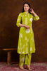 Light Green Block Printed Cotton Printed Kurta Set