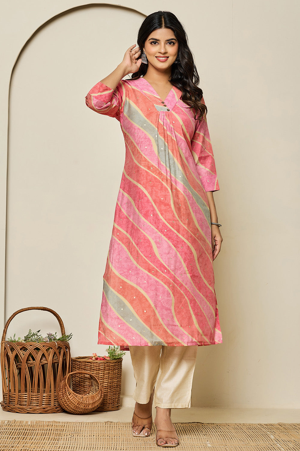 Pink Colour Muslin Printed Kurti