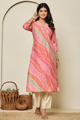 Pink Colour Muslin Printed Kurti