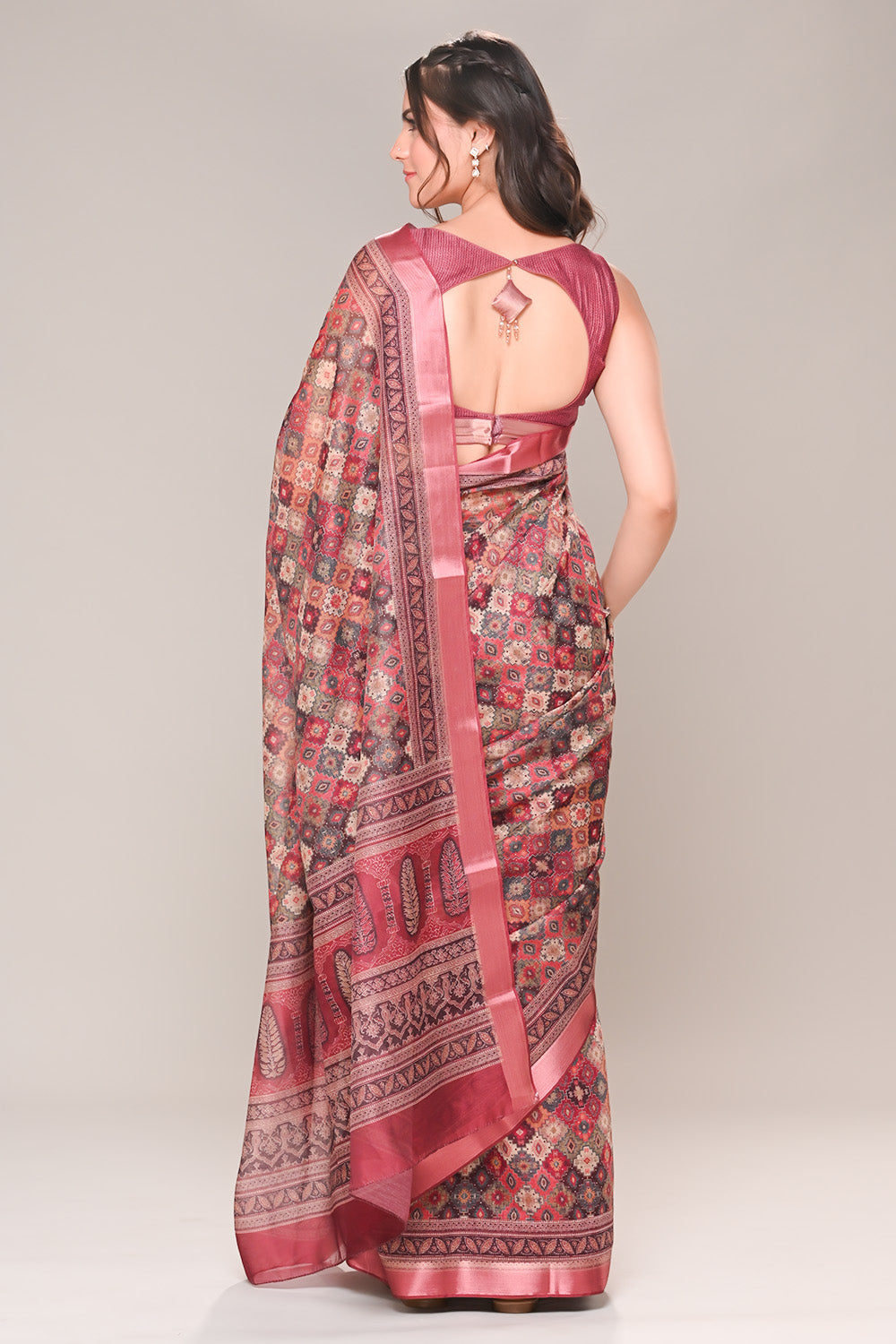 Maroon Color Cotton Silk Printed Saree