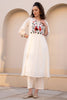 Cream Color Cotton Embroidered Kurta Set