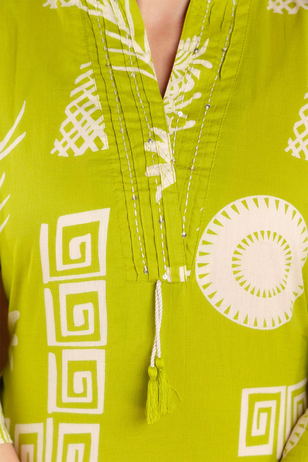 Light Green Block Printed Cotton Printed Kurta Set