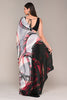 Grey Color Abstract Printed Crepe Saree