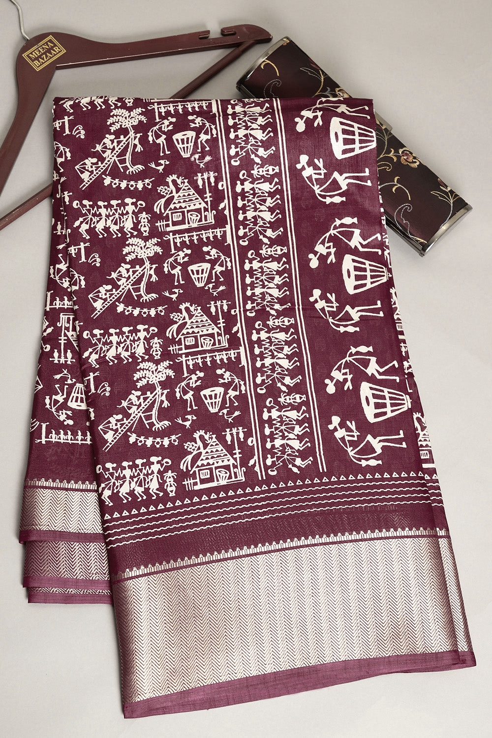 Dark Burgundy Cotton Silk Printed Saree