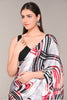 Grey Color Abstract Printed Crepe Saree