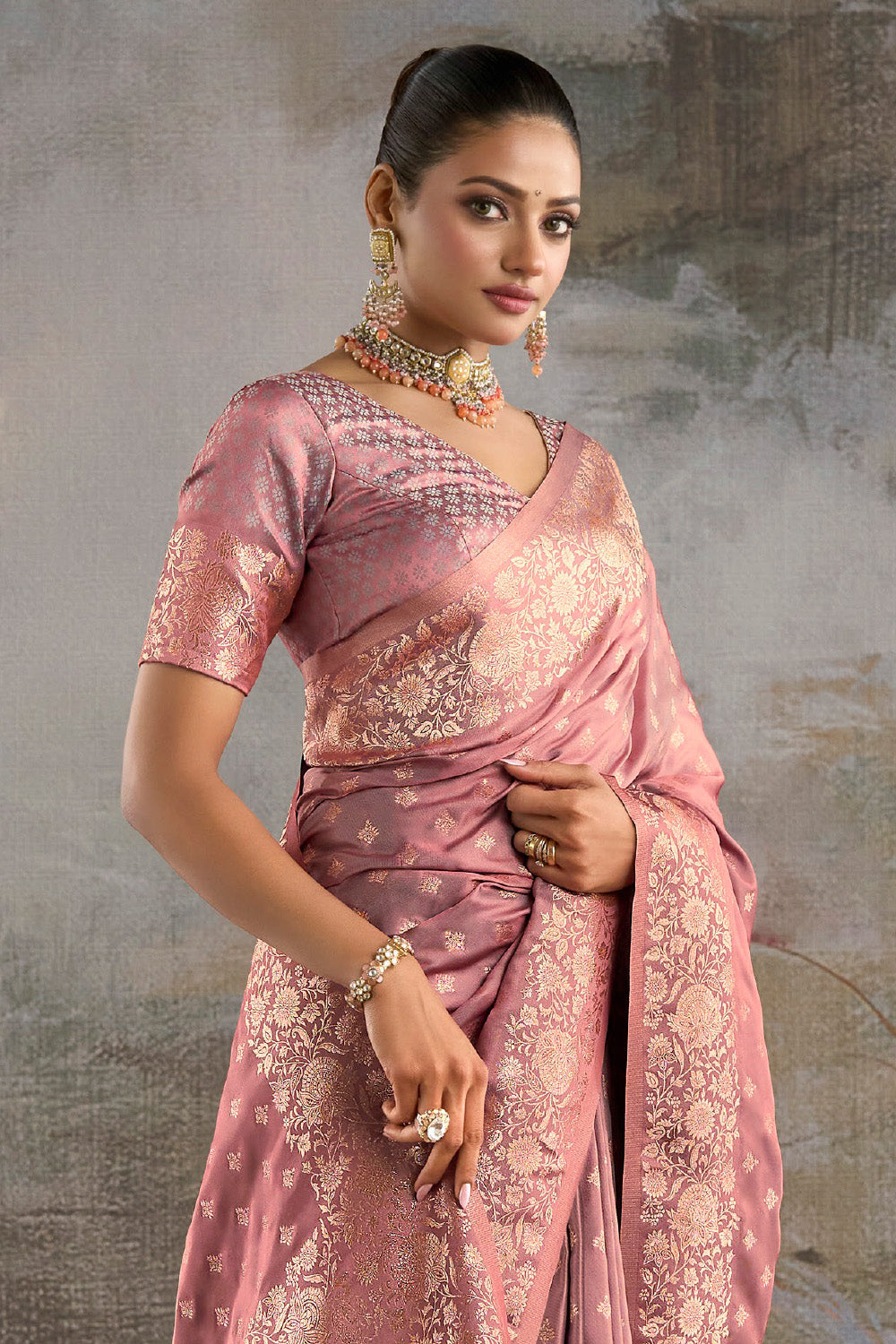 Pink Soft Silk Zari Woven Saree