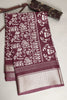 Dark Burgundy Cotton Silk Printed Saree