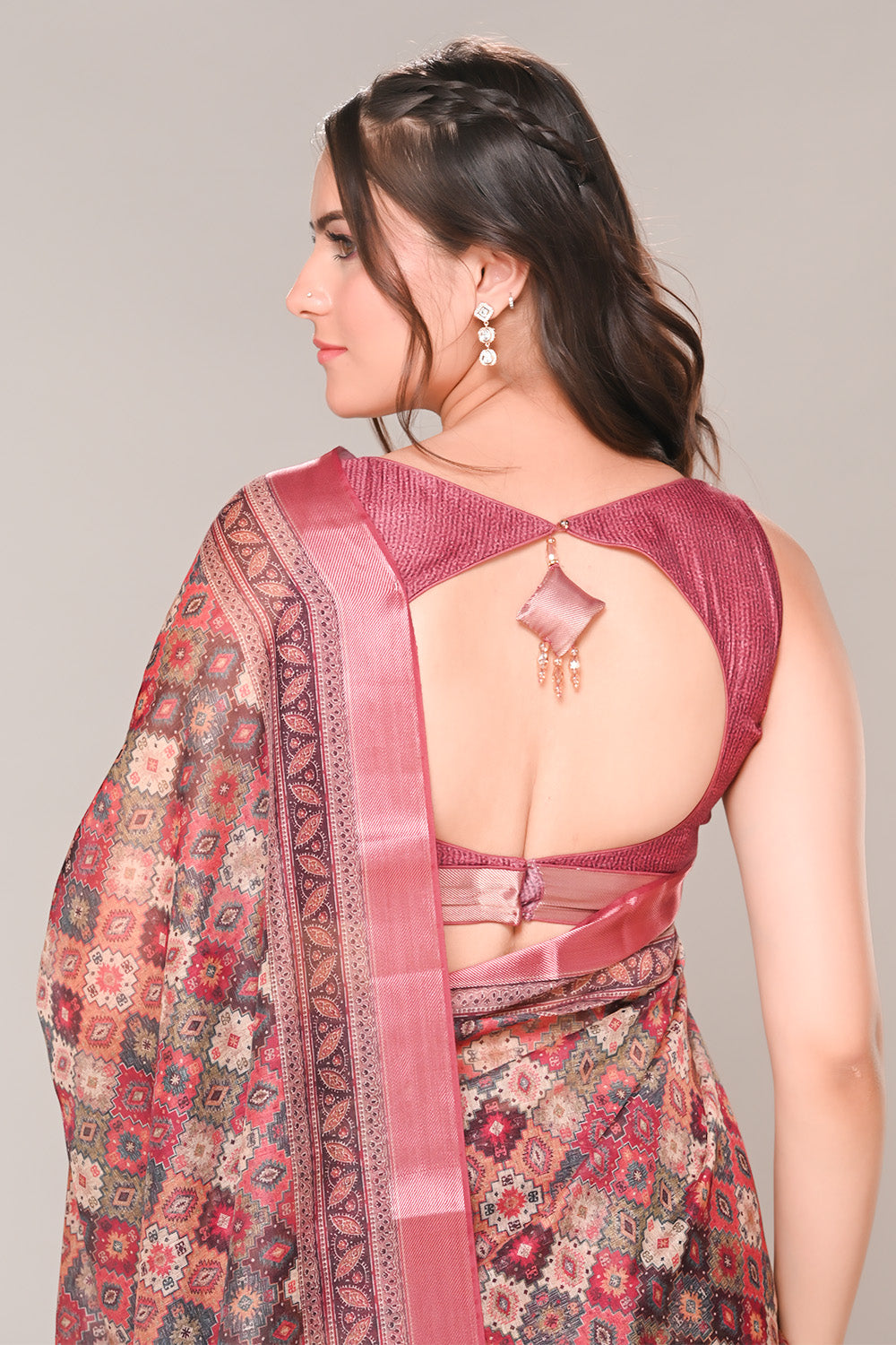 Maroon Color Cotton Silk Printed Saree