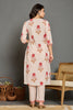 Cream & Red Floral Printed Straight Suit Set