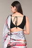 Grey Color Abstract Printed Crepe Saree