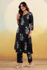 Black Color Floral Printed Long Kurta Set