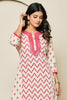 Cream & Carmine Pink Color Khadi Cotton Printed Kurta Set