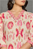 Cream & Pink Cotton Printed Straight Suit