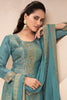 Smalt Blue Color Tissue Silk Zari Woven Unstitched Suit Fabric