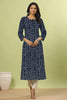 Navy Color Bandhani Print Cotton Kurti