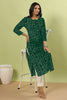 Bottle Green Color Bandhani Print Cotton Kurti