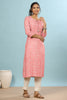 Pink Color Bandhani Print Cotton Kurti