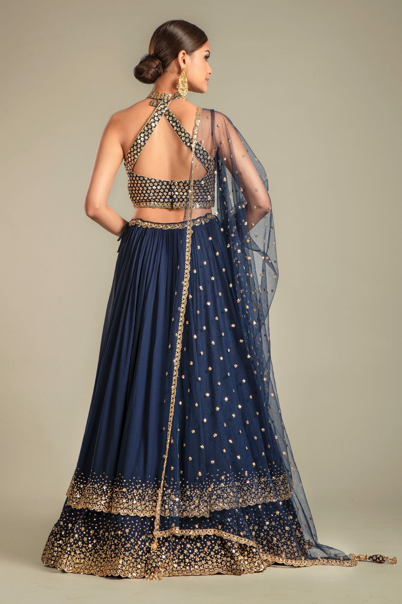 Navy Blue Georgette Lehenga