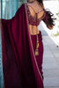 Dark Scarlet Colour Satin Saree
