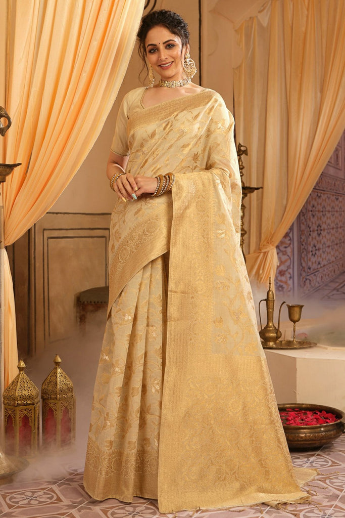 Tussar Colour Chanderi Silk Saree