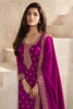 Magenta Color Zari Embroidered Silk Unstitched Suit Material