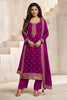 Magenta Color Zari Embroidered Silk Unstitched Suit Material