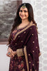 Wine Color Printed Organza Unstitched Suit Material With Stitched Sharara