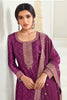 Purple Color Velvet Embroidered Unstitched Suit Material
