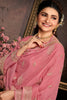 Pink Color Zari Embroidered Silk Unstitched Suit Material