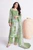 Green Color Printed Cotton Unstitched Suit Material