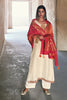 Cream Color Silk Embroidered Unstitched Suit Material.