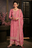 Pink Color Zari Embroidered Silk Unstitched Suit Material