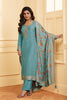Turquoise Color Silk Woven Unstitched Suit Material
