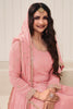 Peach Color Embroidered Organza Unstitched Suit Fabric