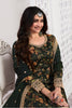 Bottle Green Color Printed Organza Unstitched Suit Material With Stitched Sharara