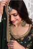 Bottle Green Color Printed Organza Unstitched Suit Material With Stitched Sharara
