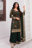 Bottle Green Color Printed Organza Unstitched Suit Material With Stitched Sharara