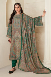 Green Color Pashmina Woven Unstitched Suit Material