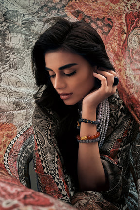 Black Colour Printed Muslin Unstitched Suit Material