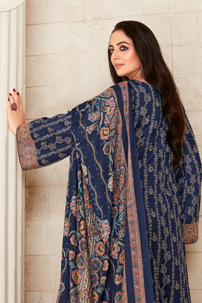Navy Blue Colour Pashmina Woven Unstitched Suit Material