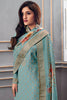 Teal Color Silk Swarovski Work Woven Unstitched Suit Material