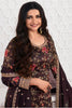 Brown Color Printed Organza Unstitched Suit Material With Stitched Sharara