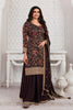 Brown Color Printed Organza Unstitched Suit Material With Stitched Sharara