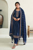 Navy Color Velvet Embroidered Unstitched Suit Material