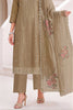 Taupe Color Organza Resham Embroidered Unstitched Suit Material