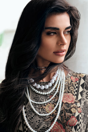 Black Colour Printed Muslin Unstitched Suit Material
