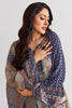 Navy Color Printed Velvet Unstitched Suit Material