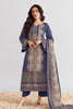 Navy Color Printed Velvet Unstitched Suit Material