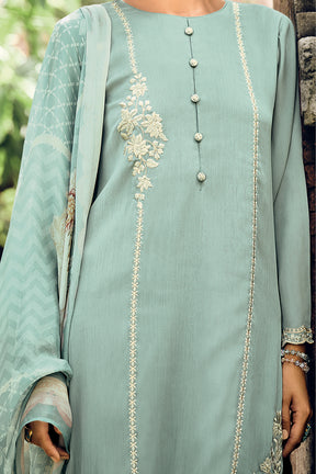 Sea Green Color Embroidered Georgette Unstitched Suit Material